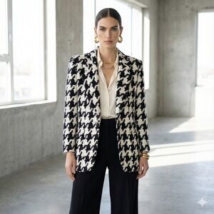 Vintage Episode black & white houndstooth wool blazer - size 4 (Small)